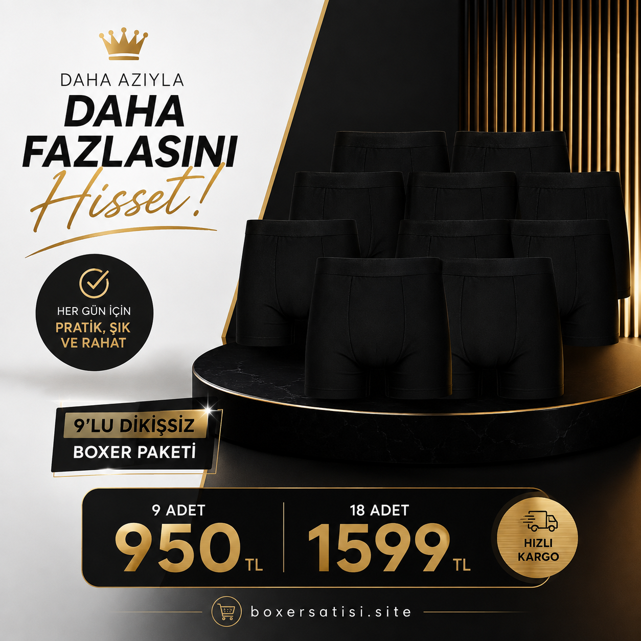 Boxer Premium - şeffaf ambalajda ürün detayı